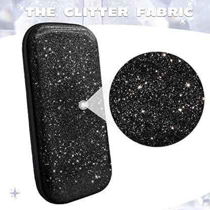 homicozy Glitter Carrying Case Compatible with Nintendo Switch OLED & Switch Console,Black Protective Hard Travel Case Shell Pouch for Nintendo Switch Console/Accessories,Switch Gaming Cases for Girls - color: Black