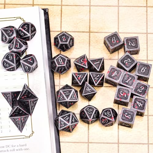 Extended Metal Dice RPG Set | 31 Piece Polyhedral Dice for DND5E Tabletop Role Playing Adventure Games (Iron Red) - color: Iron Red
