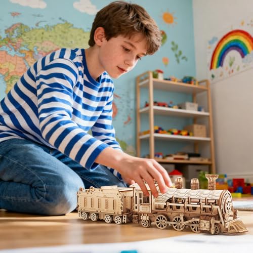 3D Puzzles Luxury Train Wooden DIY Building Model Kit | For Adults, Gifts - style: Luxury Train