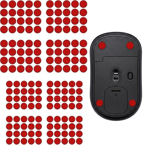 160 Pcs Mouse Slider Pads Replacement, PTFE Glide Dots 6mm and 7mm Universal Mouse Skates for Gaming Mouse and Office Mice, Smooth Glide Upgrade Compatible with Cloth or Hard Mousepads (Red) - size: Dia 6mm/7mm Red