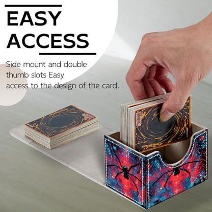 Trading Card Storage Box, Holds 100+ for MTG Cards, Premium PU Leather with Magnetic Closure, Giant Spider In Neon City Durable Deck Box for Magic the Gathering, Trading Card Games - color: Giant Spider In Neon City