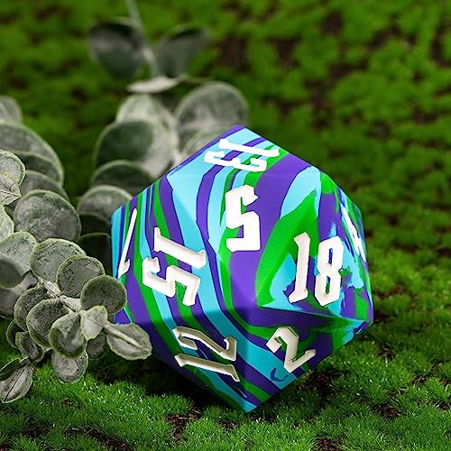 55mm Silicone D20 DND Dice, Large D20 Single 20 Sided D&D Dice | Soft & Comfortable Touch, Perfect Bouncer, Gift Box, Compatible with Dungeons and Dragons RPG Bar Pub Club Party Games - color: Tricolor Camo
