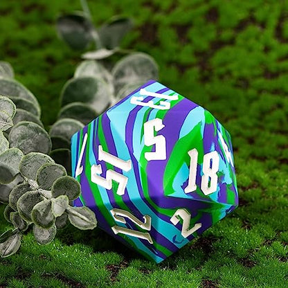 55mm Silicone D20 DND Dice, Large D20 Single 20 Sided D&D Dice | Soft & Comfortable Touch, Perfect Bouncer, Gift Box, Compatible with Dungeons and Dragons RPG Bar Pub Club Party Games - color: Tricolor Camo