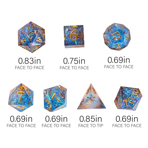 7PCS DND Dice Set,Transparent Sharp Edge Dice Set D&D RPG Polyhedral Die,for Dungeons and Dragons TTRPG Games Roleplaying Games Pathfinder,with Gift Box(Blue and Orange) - color: Blue and Orange
