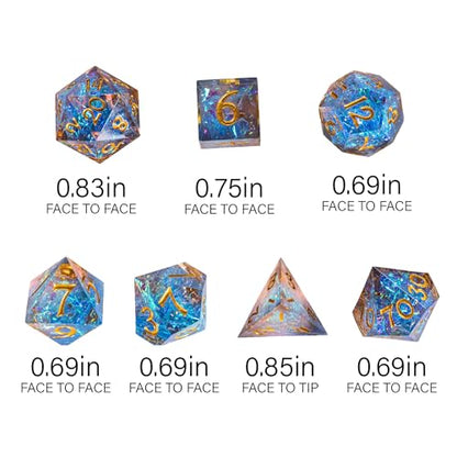 7PCS DND Dice Set,Transparent Sharp Edge Dice Set D&D RPG Polyhedral Die,for Dungeons and Dragons TTRPG Games Roleplaying Games Pathfinder,with Gift Box(Blue and Orange) - color: Blue and Orange