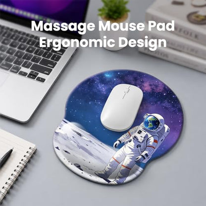 Mouse pad with Wrist Rest,Relieving Pain Memory Foam Computer pad, Ergonomic Desktop Mouse, Silicone Material Mouse pad, with Non-Slip PU Base (Space) - color: Space