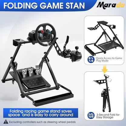 Marada X Frame Steering Wheel Stand Racing Sim Cockpit with Seat Slot | Easy Foldable Fit for Logitech G25 G27 G29 G920, for Thrustmaster T300 T248, for Fanatec, No Pedal & Shifter