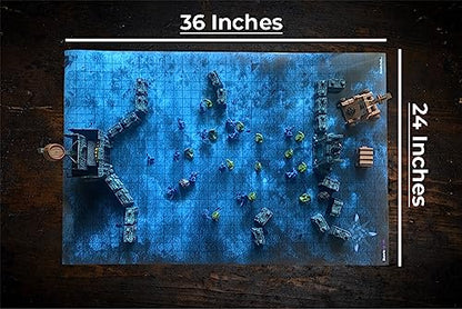 DND Battle Mat Ultimate 3 Pack Starter Set Accessory for RPG Role Playing Games 24" X 36" Ultradurable Non-Staining Dry/Wet Erase Premium Vinyl Battle Grid Terrain Pack 1