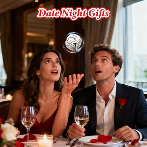 Winzwon Funny Date Night Food Dice, Stocking Stuffers for Men Women Adults | Christmas Advent Calendar for Women, Couple Gifts, Anniversary Birthday White Elephant Valentines Day Gifts for Boyfriend - style: 2PCS Steel Food Dice