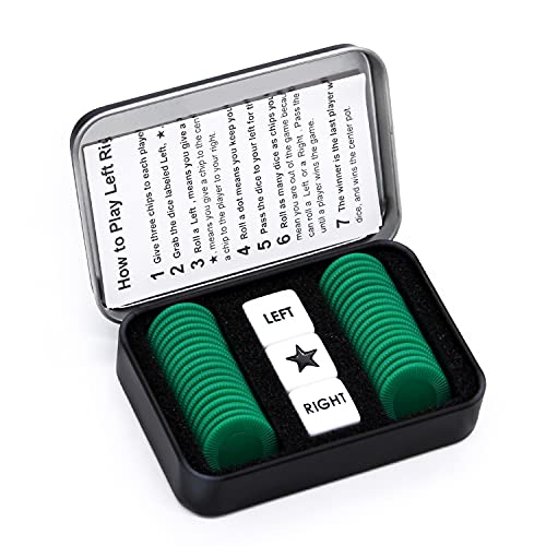 Bilywey Left Right Center Dice Game Set with 3 Dices + 36 Chips (Green) - color: Green