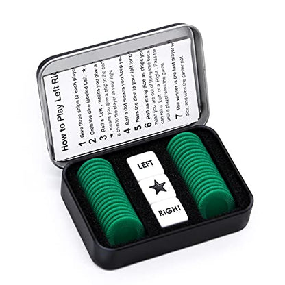 Bilywey Left Right Center Dice Game Set with 3 Dices + 36 Chips (Green) - color: Green