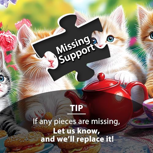 100 Piece Puzzles for Kids Ages 4-6, Kittens' Tea Time Jigsaw Puzzle, Educational Fun for Kids Ages 6-8 & 8-10, Large Piece Puzzles for Seniors & Adults, Creative Puzzle for Family Activities - style: Kittens' Tea Time