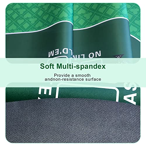 70 x 35 Inch Texas Hold'em Poker Mat for Table, Portable Poker Table Top with Smooth Premium Surface, Noise Reduction, and Carrying Case for Professional Poker Games Casino Games - color: 70 X 35 Inch Oval Green
