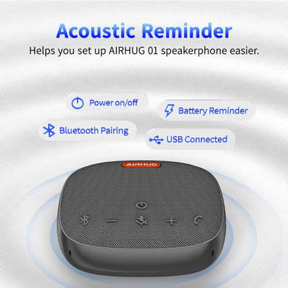 AIRHUG Conference Speaker and Microphone, Bluetooth Speakerphone with 360° Voice Pickup, Advanced Noise Reduction, USB-C Plug & Play, Compatible with Zoom and MS Team