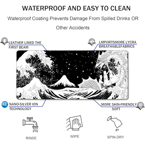 TEDNETGO Extra Large Mouse Pad, Gaming Mouse Pad, Waterproof Extra Large Mousepad with Stitched Edges, Non-Slip Base Keyboard Pad for Gamer, Office & Home, 31.5 x 15.8, Dragon - color: Dragon, size: 31.5L x 15.7W inches
