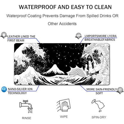 TEDNETGO Extra Large Mouse Pad, Gaming Mouse Pad, Waterproof Extra Large Mousepad with Stitched Edges, Non-Slip Base Keyboard Pad for Gamer, Office & Home, 31.5 x 15.8, Dragon - color: Dragon, size: 31.5L x 15.7W inches