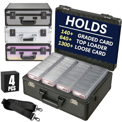 Graded Card Storage Box – Aluminum Alloy Trading Cards Storage Box with Combination Lock - Holds 140+ Graded Cards, Sports Card Case, Fits PSA, CSG, BGS (Black) - color: Black