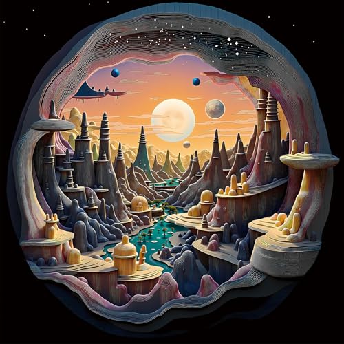 3D Visual Art Jigsaw Puzzles for Adults 1000 Pieces, Cave Alien Planet Landscape, Challenging Family Puzzle Puzzles, Great Gift Idea,Size 24x24 in - color: 3d Alien Frontier