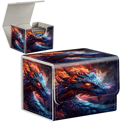 PU Leather Deck Box for MTG Commander Cards, Fits 100+ Double Sleeved Cards, Secure Magnetic Trading Card Storage Case for TCG CCG,Ancient Fire Dragon Art - color: Ancient Fire Dragon Art