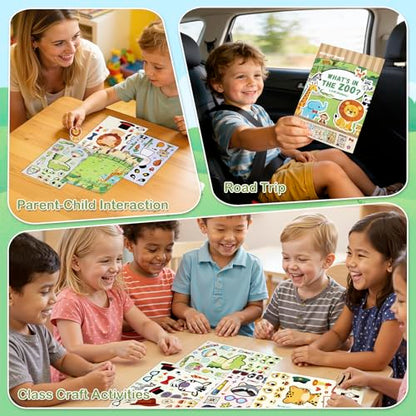 Make a Face Stickers for Kids, 10 Cute Animal Sticker Sheets and 1 Scene Card, Mess-Free DIY Classroom Activities, Goodie Bag Stuffers, Party Favors, Removable and Repositionable - style: Zoo
