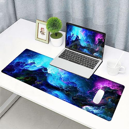 Gaming Mouse Pad, Large Non-Slip Rubber Base Mousepad, Keyboard Mouse Mat, Desk Pad with Stitched Edges, 31.5x11.8inch, Dazzling Galaxy - color: 15 Dazzling Galaxy
