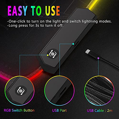 RGB Gaming Mouse Pad 31.5" x 12" – Large Extended LED Mouse Pad with 11 Lighting Modes, World Map Desk Mat, Waterproof Smooth Surface, Non-Slip Rubber Base, Great for Christmas & Holiday Gifts
