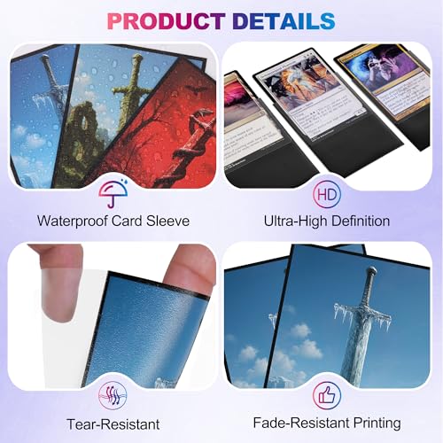 UAONO MTG Card Sleeves 100ct (Frozen) Fantasy Art Card Sleeves Deck Protector, Clear Front & Matte Textured Back Sleeves for Magic The Gathering TCG - color: Frozen