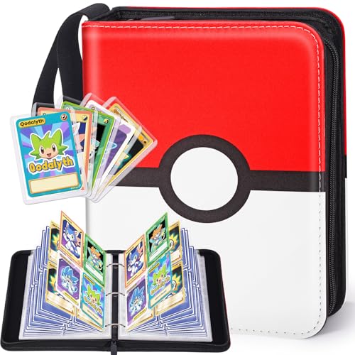 4 Pocket Card Binder with Zipper, Holds 400 Cards, PU Trading Card Album with 5 Hard Plastic Sleeves,Double-Sided Design. Great for Game Cards and sport card - color: Classic, size: 4-Pocket