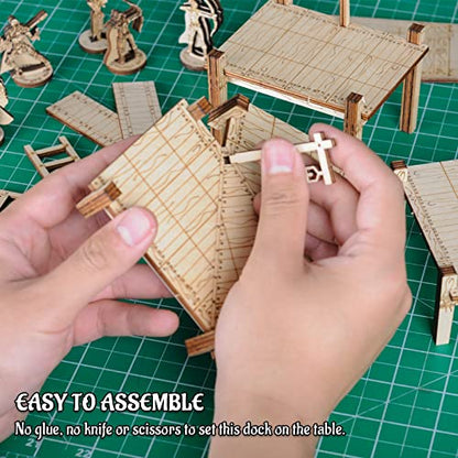 CZYY DND Dock Expansion Set, 7 Modular Terrain Pieces | Build Bridges, Piers & Walkways, Modular 1 in Grid, Unfinished Paintable Birch Plywood, For Tabletop RPGs - style: style2