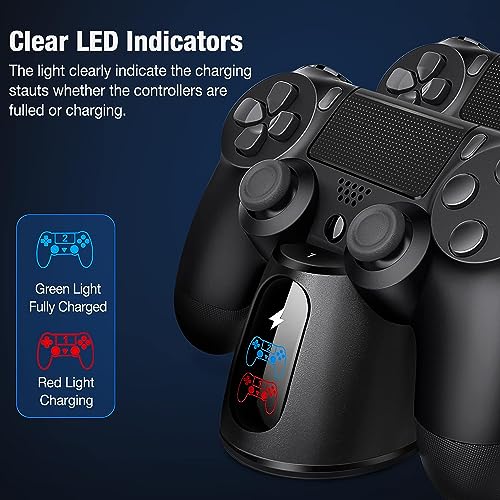 PS4 Controller Charger Dock Station with Charging Cable,1.8Hour Fast-Charging PS4 Controller Charger Station for PlayStation 4 Dualshock 4 Chargers - color: Black-Blue
