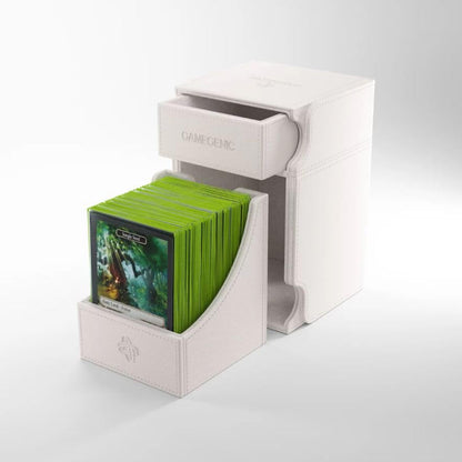 Watchtower 100+ XL Convertible Deck Box | Double-Sleeved Card Storage | Card Game Protector | Nexofyber Surface | Holds Up to 100 Cards | White Color | Made by Gamegenic (GGS20121ML) - color: White