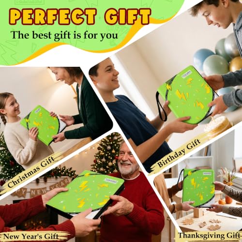 Card Binder for Pokemon Cards, 9 Pocket Trading Card Binder Holds 900 Cards with 50 Removable Sleeves, 3 Ring Zipper Card Holder Album Book Case for TCG, MTG, Sports Cards Collection, Boys Girls - color: Green