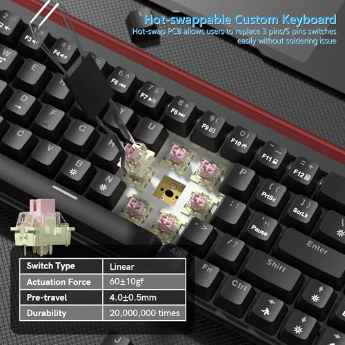 Womier 60% Keyboard Gaming with Light Box, Wired Mechanical Keyboard | with MCA Keycaps, OEM Profile, Programable,64 Keys Hot Swap RGB Cream Custom Key board for PC Computer WIN/MAC,WK68 PRO-Black - color: WK68-Black