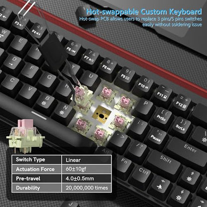 Womier 60% Keyboard Gaming with Light Box, Wired Mechanical Keyboard | with MCA Keycaps, OEM Profile, Programable,64 Keys Hot Swap RGB Cream Custom Key board for PC Computer WIN/MAC,WK68 PRO-Black - color: WK68-Black