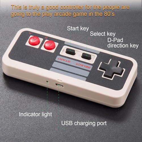 KIWITATA 2X Wireless Nes USB Controller for PC Gamings, 2.4ghz Wireless USB Remote N-E-S Emulated Game Pad Controller for Windows XP 7 8 11 & MAC & Retropie - color: gray