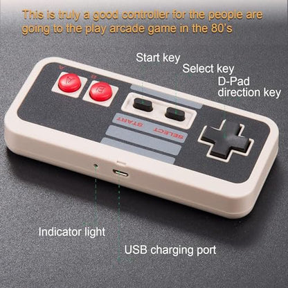 KIWITATA 2X Wireless Nes USB Controller for PC Gamings, 2.4ghz Wireless USB Remote N-E-S Emulated Game Pad Controller for Windows XP 7 8 11 & MAC & Retropie - color: gray
