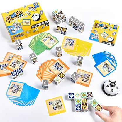 Wooden Match Puzzle Game Popular Board Games for Family Night, Pattern Matching Puzzle Game, Block Match Puzzles Building Cubes Educational Toys for Kids and Adults