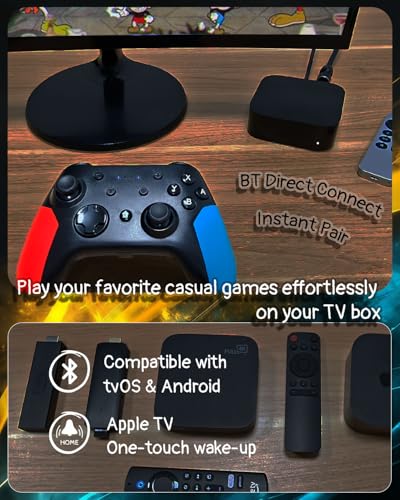 Wzuicov Wireless & Wired Gaming Controller, Bluetooth / USB Dual Mode for iPhone, Android, Switch, Switch 2, PC, TV Box, Tesla, Apple Arcade & Android Games Ready, Includes 2 USB-C Cables & Adapter