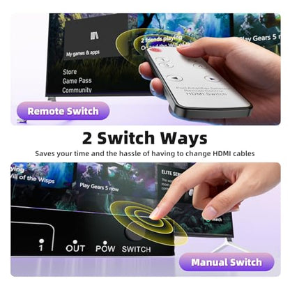 8K@60Hz HDMI Switch 4 in 1 Out. ALYYDBG 4K@120Hz/240Hz HDMI 2.1 Switcher Supports Dynamic HDR10+ HDCP 2.3 CEC, Works with Gaming Consoles TV Box Stick Computer to TV Monitor Projector - size: 4x1