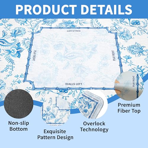 Mahjong Mat with Black Carrying Bag, 31.5"x31.5" Anti-Slip Noise Reduction Gaming Mat for Mahjong, Poker, Board Games, 3 Dice & Black Storage Bag - color: White