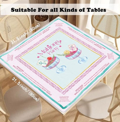 Pink Chinoiserie Mahjong Mat 31.5" x 31.5", Grandmillennial Pink Cocktail Non-Slip Noise Reduction Mahjong Table Cover Accessories and Supplies for Dominoes Poker Card Board and Tile Games Gifts - color: Pink Mahjong Mat Chinoiserie