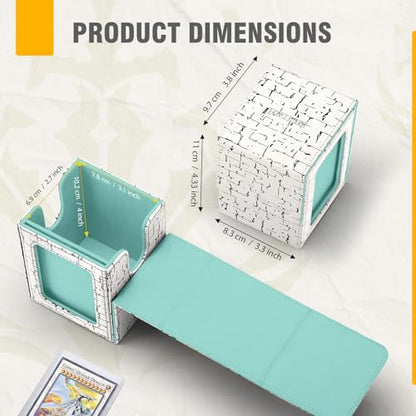 MTG Commander Deck Box with Display Window, Magnetic Closure Card Case Holds 100+ Double-Sleeved Cards, PU Leather TCG Storage Box Compatible with PTCG, Sports & Trading Cards (White) - color: White