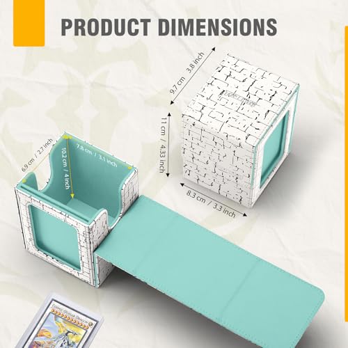 MTG Commander Deck Box with Display Window, Magnetic Closure Card Case Holds 100+ Double-Sleeved Cards, PU Leather TCG Storage Box Compatible with PTCG, Sports & Trading Cards (White) - color: White