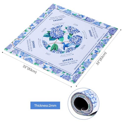 TIASUSAN American White Mahjong Learning Mat (33” x 33”) with Black Carrying Bag, Anti-Slip, Noise-Reducing Mahjong Mat for Table - color: White and Blue