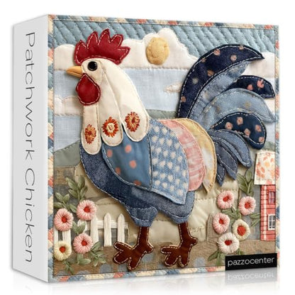 Funny Chicken Puzzles for Adults 1000 Pieces, Quilt Farm Jigsaw Puzzle | Flower Rooster Puzzle, Beautiful Floral Patchwork Chicken Home Wall Decor
