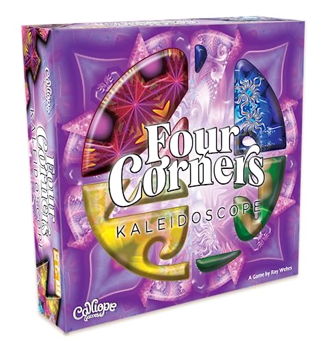 Four Corners Kaleidoscope, Tile Placement Strategy Board Game, 1-6 Players | Pattern Matching, Tip-Pivot Board, 78 Puzzle Tiles, 20-40 Minutes, For Ages 8+