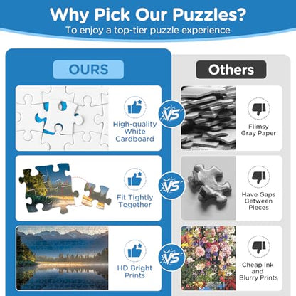 Puzzles for Adults 500 Pieces,Sunrise Nature Jigsaw Puzzles 500 Pieces,Lake Mountain Puzzles 500 Pieces Adult Funny Puzzle with Letters on Back Colorful Premium Cardboard Puzzle Gift - style: Sunrise