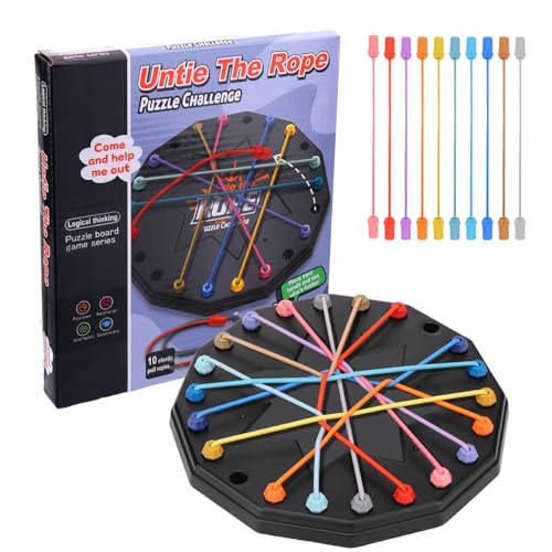 Vodolo Updated Version Brainy Knots Game,Puzzle New Board Games 2025 Safe and Sturdy for Travel Party Activities Rope Challenge,2 Player Fun Educational Family Board Games,Rope Untangling Puzzle Game - size: 1PCS