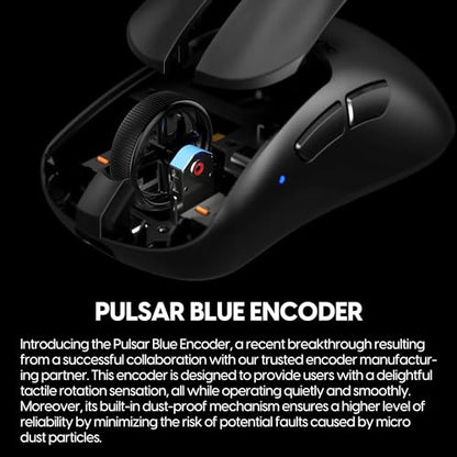 Pulsar Gaming Gears - Xlite v3 Medium Wireless Gaming Mouse, Ultra Lightweight 1.94 oz (55 g), Ergonomic, Optical Switches, PAW3395 Optical Sensor (Medium, Wireless, Black) - color: Black, size: Medium, style: Xlite V3
