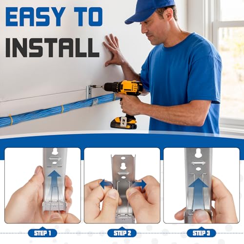 48 Pack 2-Inch Galvanized Steel Cable Support J-Hook with Retainer Clips - 48 Pack - Efficient Cable Management & Organization Solution | Efficient Cable Management & Organization Solution, for Data Centers, Conduit, Cable, Coaxial & Fiber Optic Wires